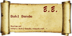 Bohl Bende névjegykártya